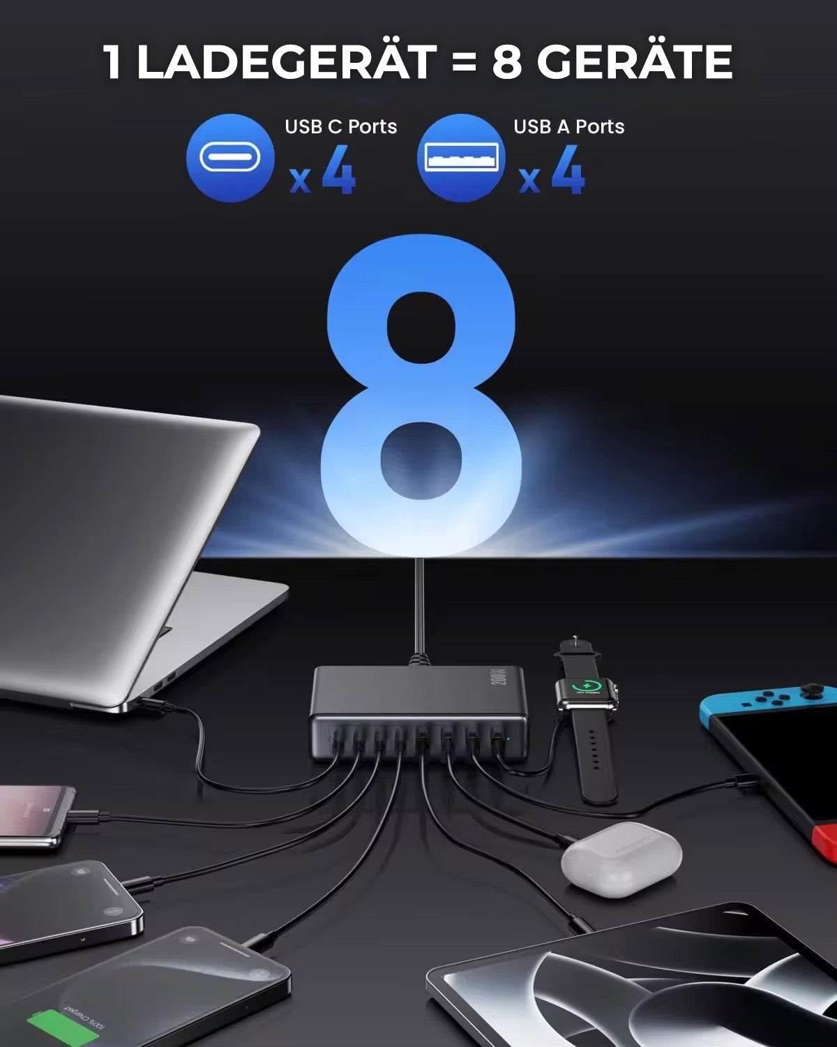 8-Port Schnelllade-Station